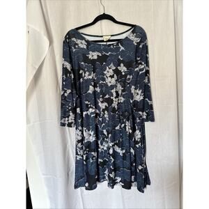 Melee Blue Floral Print Dress / Tunic Size 3XL Women's Plus Size